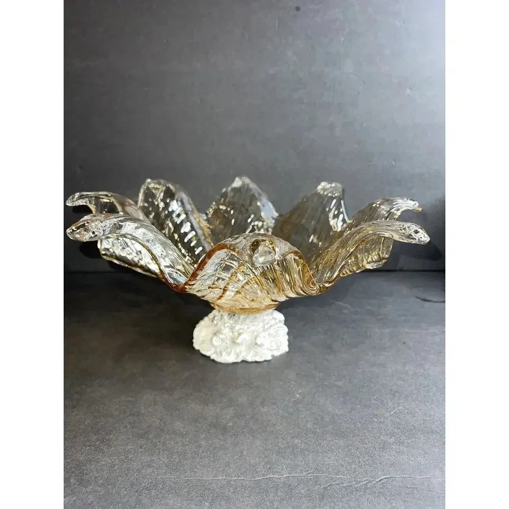 Antica cristalleria By Savarese Murano Lustre Champagne Glass Footed Bowl Italy